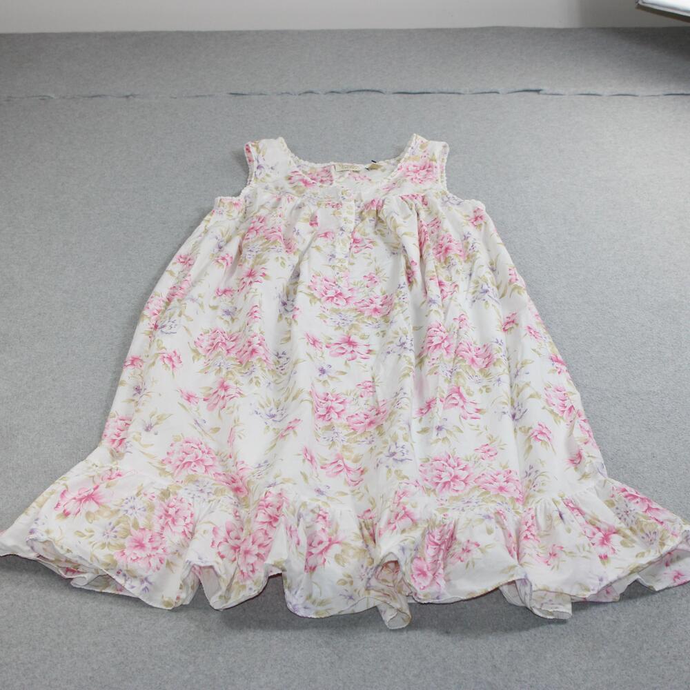 Vintage Victoria's Secret Nightgown Women Medium White Floral Ruffle Cottagecore